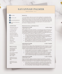 Elegant Resume Template for Word One Page Resume Savannah Palmer