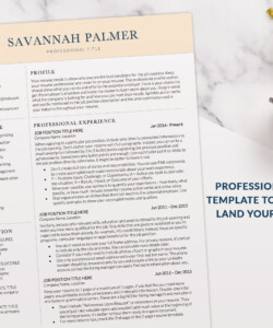 Elegant Resume Template for Word Resume One Page Savannah Palmer