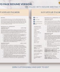 Elegant Resume Template for Word Two Page Resume Savannah Palmer