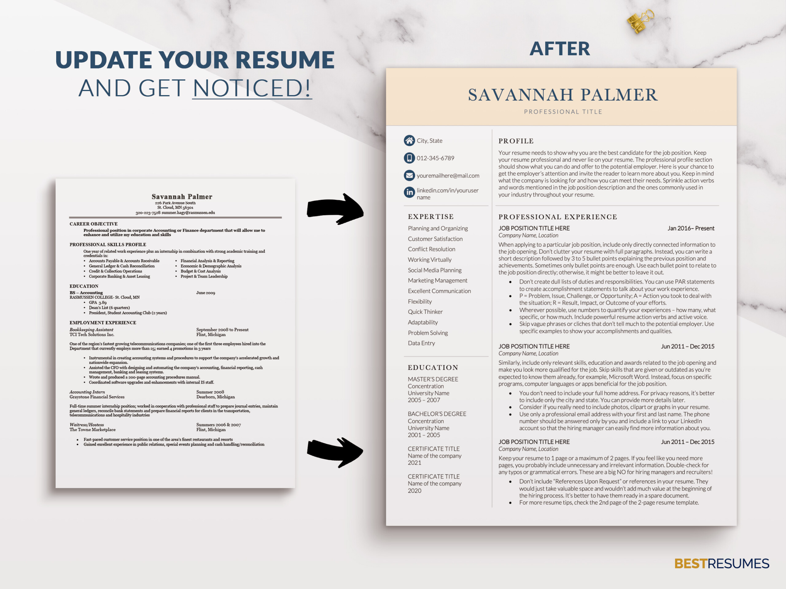 Elegant Resume Template for Word Update your Resume Savannah Palmer