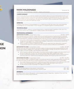 Executive ATS Friendly Resume Template for Google Docs One Page Mark Maldonado