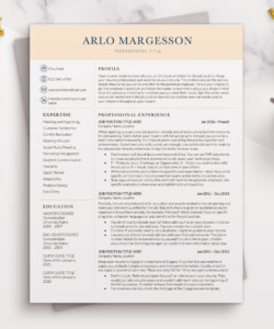 Modern Elegant Resume Template for Word One Page Resume Arlo Margesson