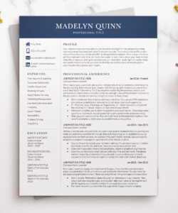 Modern Financial Resume Template Word One Page Madelyn Quinn