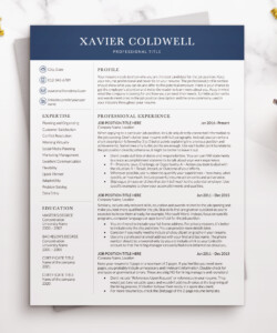 Professional Financial Resume Template for Word One Page Resume Xavier Coldwell