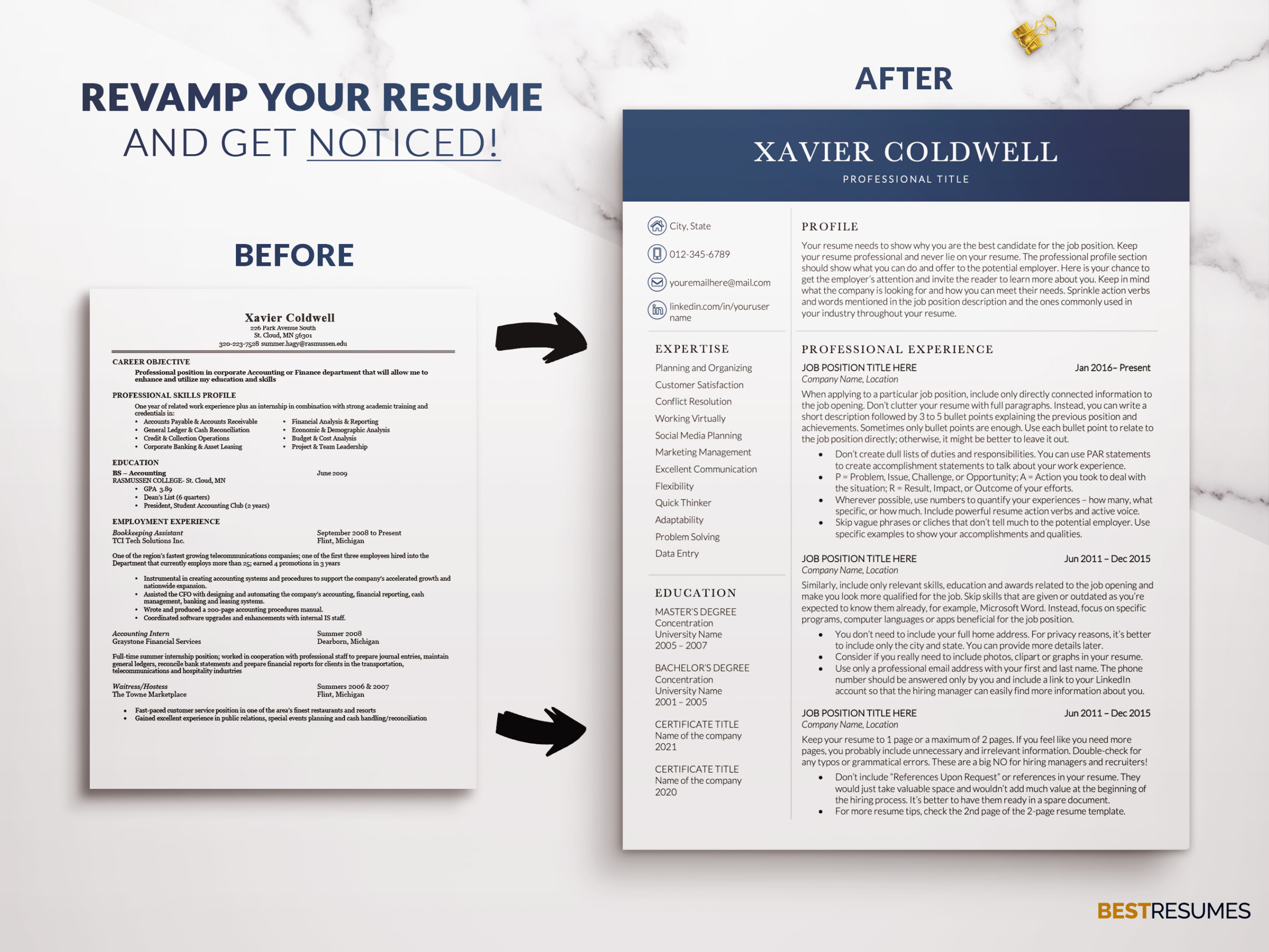 Professional Financial Resume Template for Word Revamp your Resume Xavier Coldwell