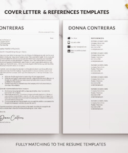 Professional Minimalist Resume Template for Word Cover Letter References Page Donna Contreras