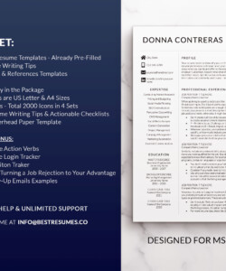 Professional Minimalist Resume Template for Word Resume Builder Kit Donna Contreras